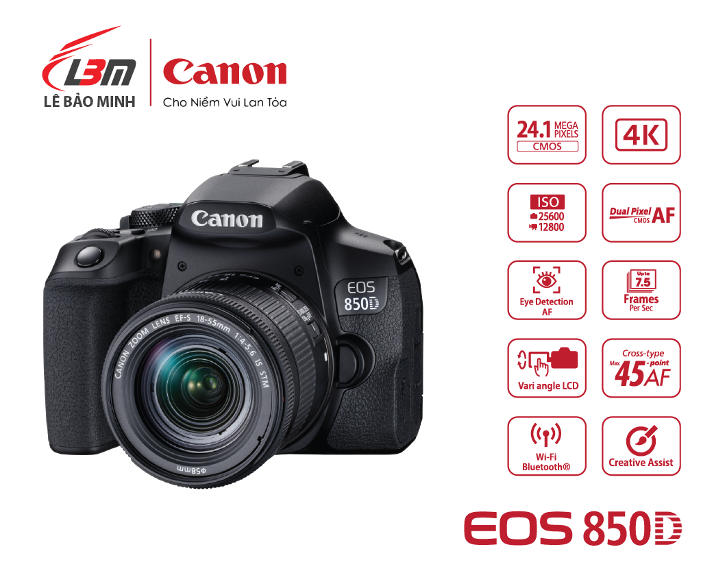 Máy ảnh Canon EOS 850D kit 18-55mm