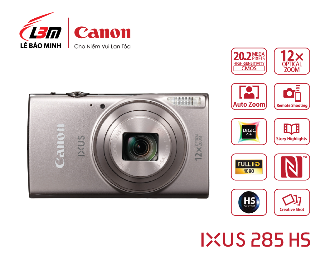 Máy ảnh Canon Ixus 285 HS (Đen/Bạc)