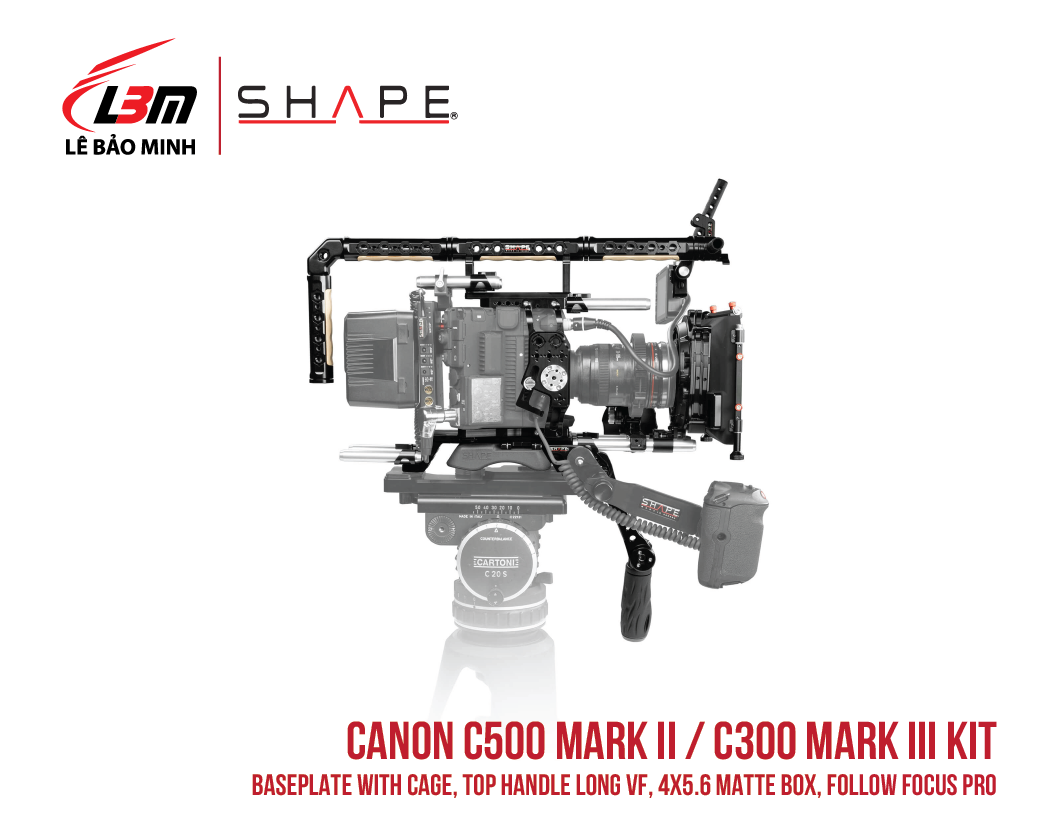 CANON C500 MARK II, C300 MARK III BASEPLATE WITH CAGE, TOP HANDLE LONG VF, 4X5.6 MATTE BOX, FOLLOW FOCUS PRO