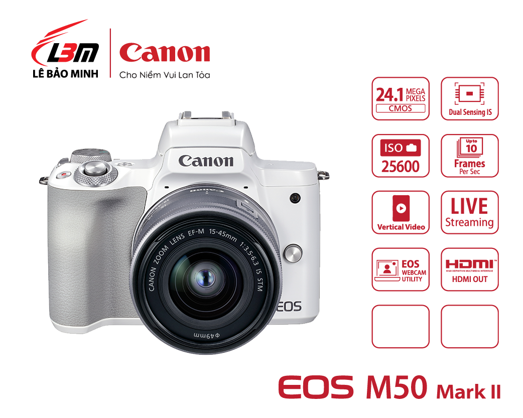 Mua Canon EOS M50 Mirrorless Digital Camera (Black) & 15-45mm STM +  75-300mm III Lens w/EOS M Mount Adapter + 32GB Transcend Memory Card,  Shoulder Bag & Essential Accessory Bundle trên Amazon
