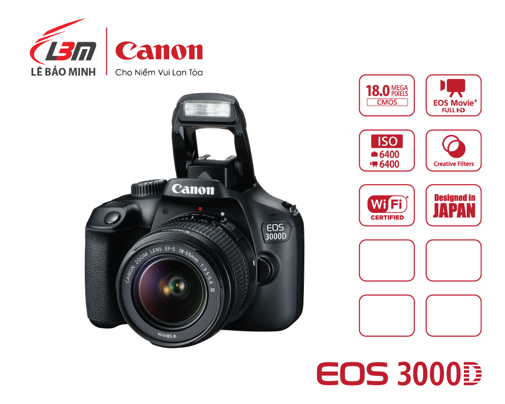 Máy Ảnh Canon Eos 3000D Kit 18-55Mm Dc Iiieos 3000D Kit (Ef S18-55 Iii)