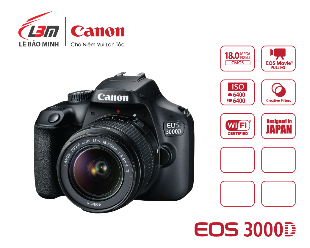 Máy ảnh Canon EOS 3000D kit 18-55mm DC IIIEOS 3000D Kit (EF S18-55 ...