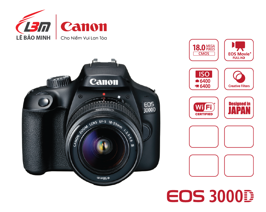 Máy Ảnh Canon Eos 3000D Kit 18-55Mm Dc Iiieos 3000D Kit (Ef S18-55 Iii)