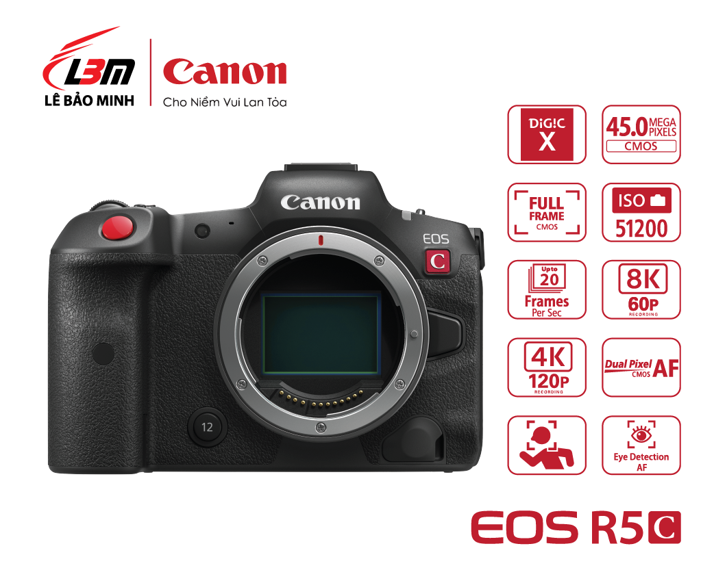 Máy ảnh Canon Cinema EOS R5 là một trong những sản phẩm được mong đợi nhất trong lĩnh vực chụp ảnh và quay phim. Với độ phân giải vượt trội, khả năng chụp hình liên tục nhanh và tính năng cực kỳ đa dạng, sản phẩm này sẽ biến mọi thước phim và ảnh chụp trở nên sống động hơn bao giờ hết!