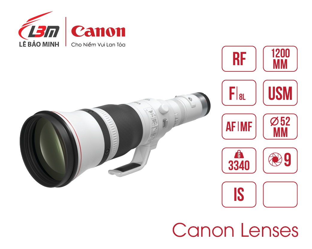 Ống kính CANON RF1200mm f/8L IS USM
